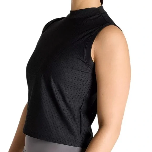 CALIA Womens Open Mesh Mock Neck Tank Top Black Workout Athletic Small Gym New - Picture 2 of 13